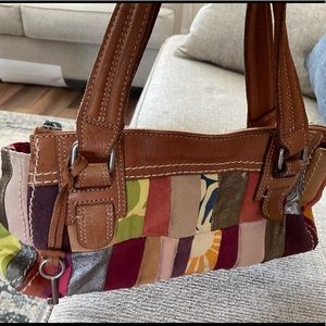 Patchwork Fossil Leather Handbag